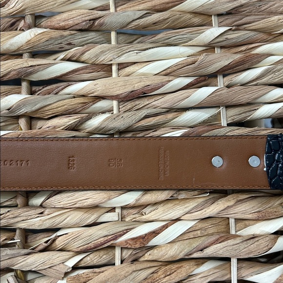 Polo Ralph Lauren Mens Belt Faux Crocodile Alligator Italian Leather Black Sz36 - Picture 3 of 12